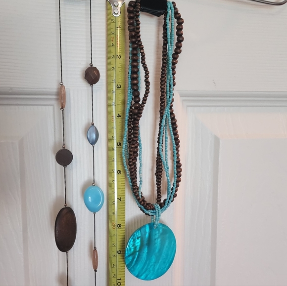 Turquoise & Brown Beaded Necklace Set - Picture 4 of 7